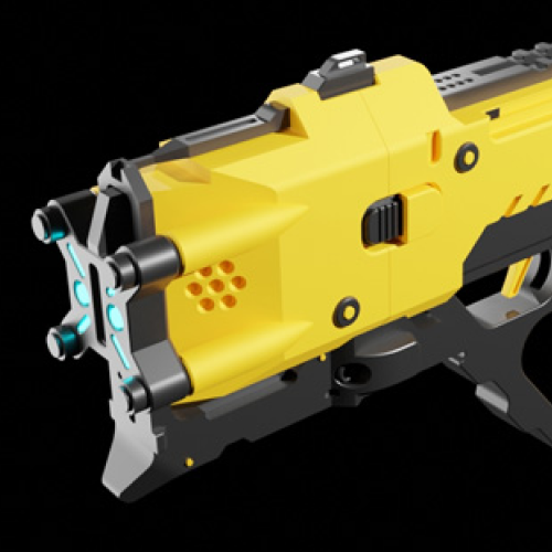 Gun 3D CAD model. Modeled in Plasticity and Rendered in Blender Cycles.
